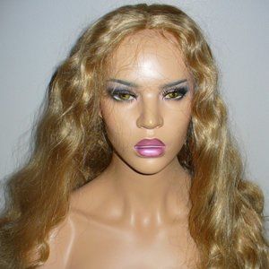 27" long synthetic wringlets lace front wig